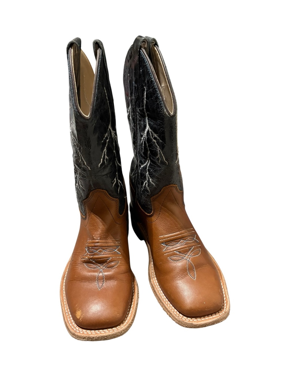 Cody James Boys Lightning Embroidered Square Toe Western Boots GUC